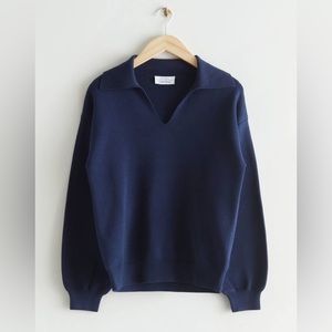 & Other Stories Relaxed Collared Sweater Navy